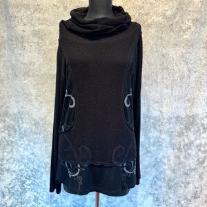 Simon Chang Multimedia Cowl Neck Print Tunic - XL